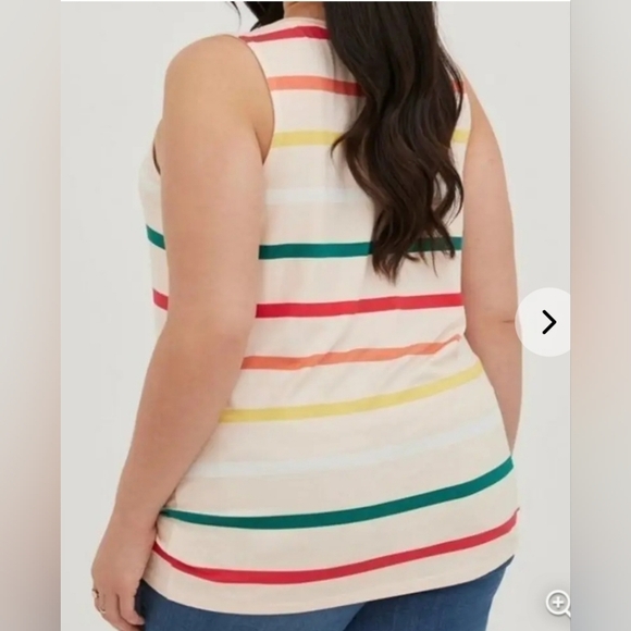Torrid 2 Plus Size Perfect Super Soft V-Neck Tank Light Pink Multi Striped Top - Picture 2 of 6